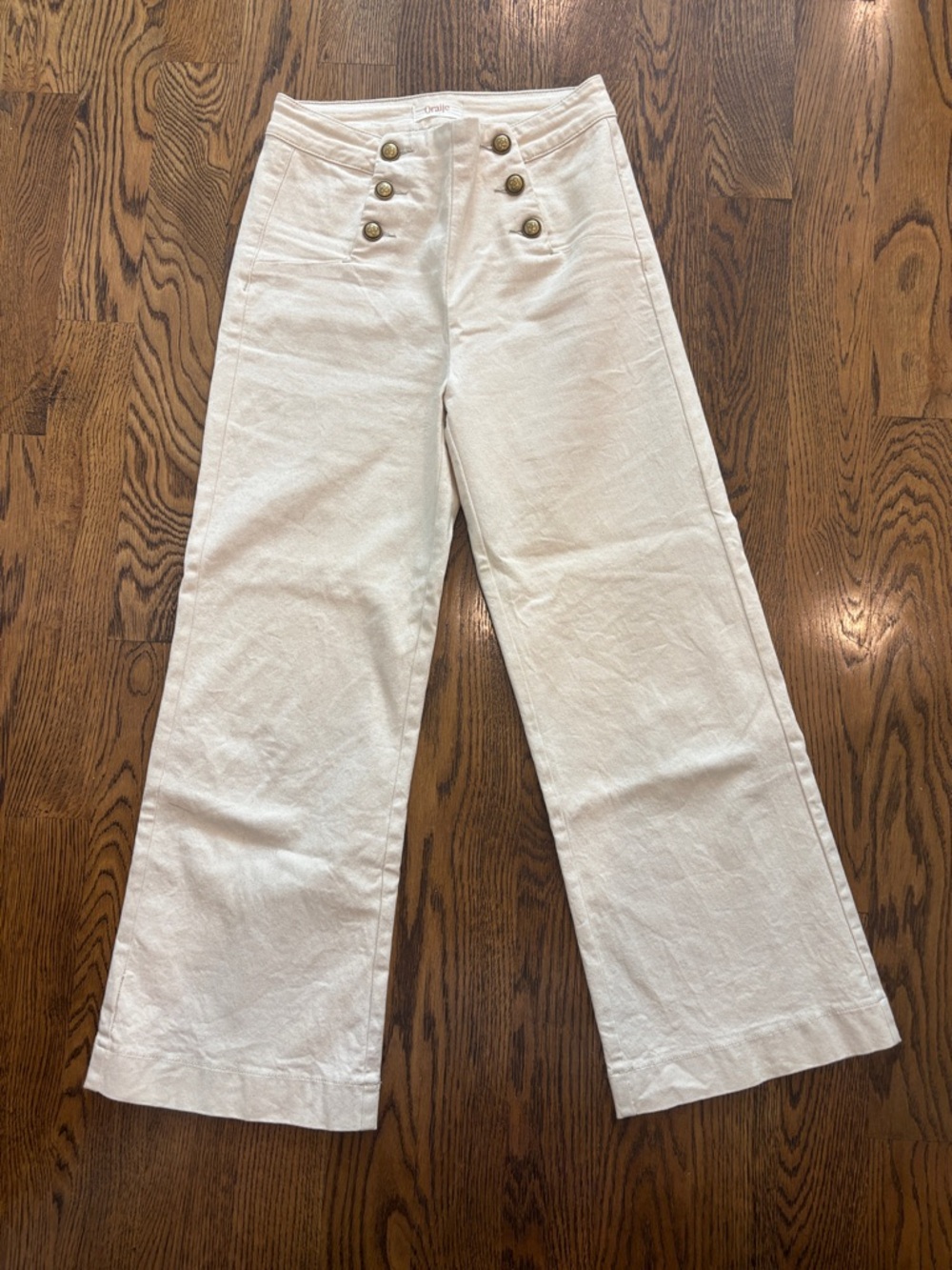 High-Rise White Wide-Leg Sailor Jeans